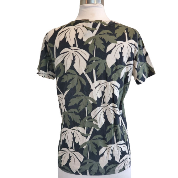 H&M Green/White Tropical Palm Tree Printed Short Sleeve T-Shirts Size XS - Picture 4 of 7